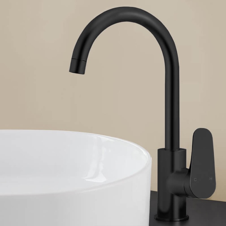 Remer L72USNL-NO Matte Black Round Vessel Sink Faucet